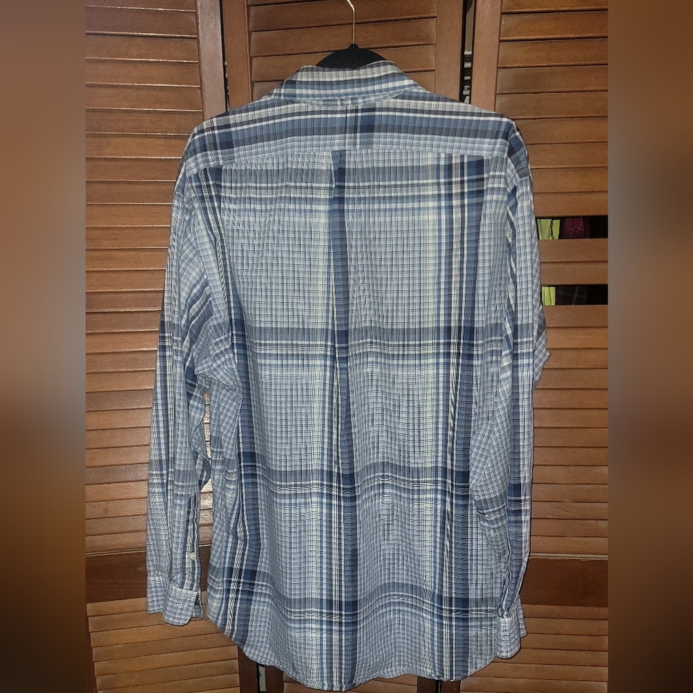 Ralph Lauren Blue and White Checkered Button Up Dress Shirt. Mens Size LG. - Picture 4 of 8